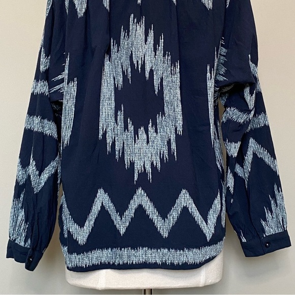 Anthropologie Pilcro The Romy Oversized Button Down Navy Western Aztec Top, Sm - Picture 12 of 16